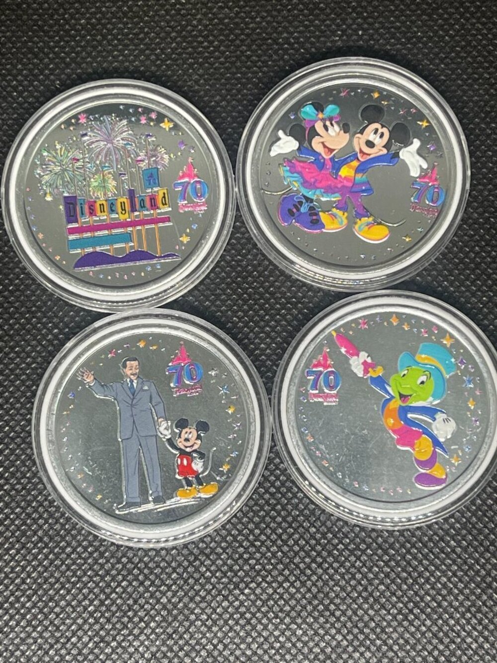 Disneyland 70th Celebration Medallion Set Mickey Minnie Walt Disney